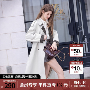 betu百图复古英伦风风衣外套女中长款2026年春秋新款单排扣大衣