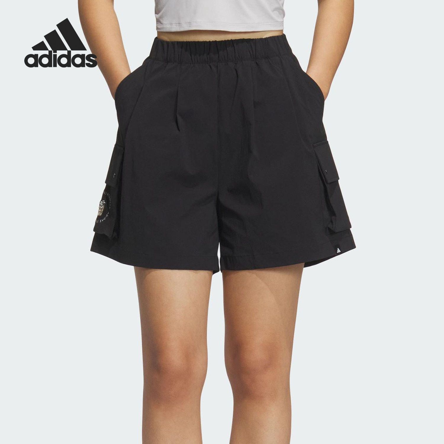 Adidas梭织时尚宽松工装透气短裤