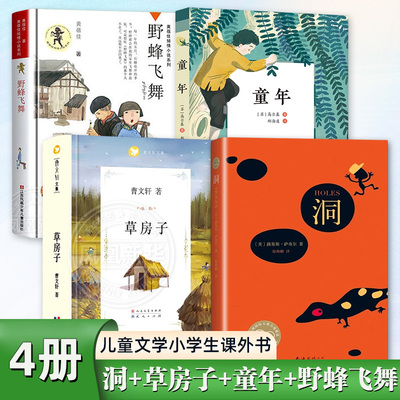 洞+草房子+童年+野蜂飞舞全套4册小学生六年级寒暑假阅读9-10-11-12岁儿童文学小学生课外书阅读书籍  新华正版