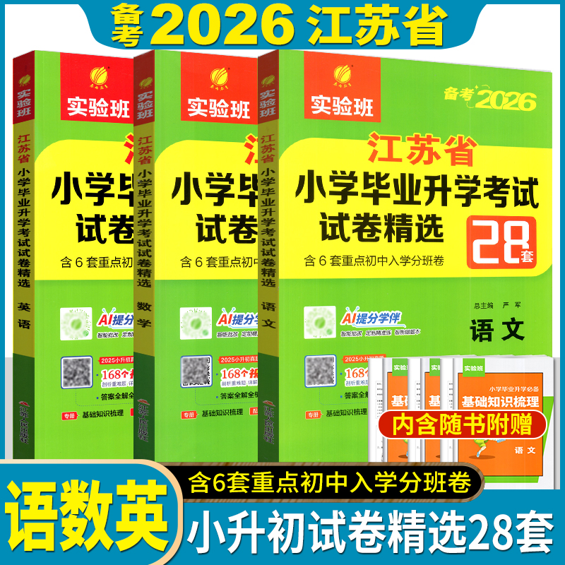 备考2026 江苏省小学毕业升学考试试卷精选28套卷语文数学英语 春雨教育精选28套小考总复习六年级下苏教版真题必刷题暑假衔接教材