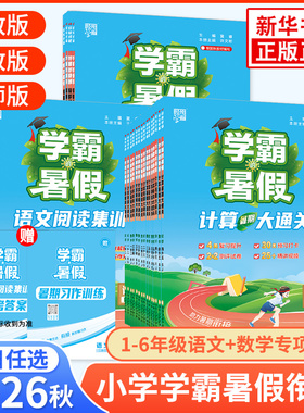 2026秋小学学霸学霸暑假衔接小学生暑假作业本一升二升三升四升五六语文阅读集训预科班课堂笔记数学计算思维题大通关总复习预习书