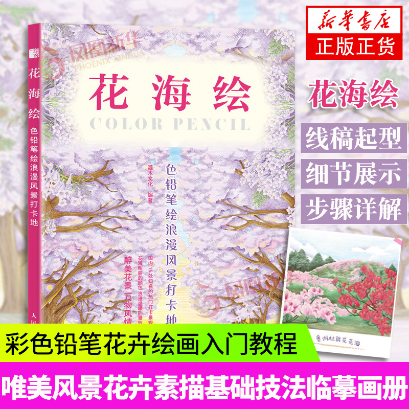 花海绘 色铅笔绘浪漫风景打卡地 彩色铅笔花卉绘画入门教程铅笔画教程书籍临摹本唯美风景花卉素描临摹画册彩铅画基础绘画技法