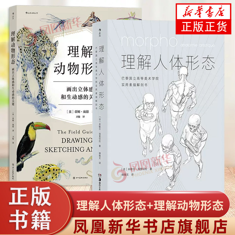 理解人体形态+理解动物形态 2册套装 实用素描解剖人体结构书 动物骨骼形态解剖 美术入门自学绘画速写教程 后浪正版凤凰新华书店