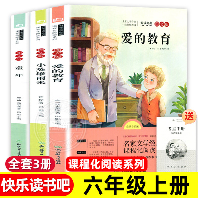 全套3册 童年爱的教育和小英雄雨来六年级上册阅读的课外书书目正版高尔基管桦原著快乐读书吧6上小学阅读书籍 凤凰新华书店旗舰店