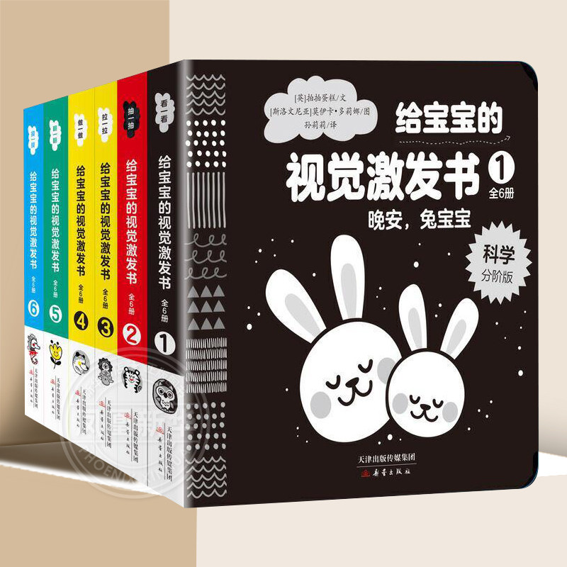 全套6册给宝宝的视觉激发书1-6个月新生儿宝宝训练视力颜色识别婴儿早教书智力开发书籍认知启蒙翻翻看早教卡片黑白彩色卡
