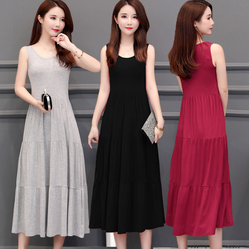 summer Korean Edition modal Dress Sleeveless Solid Vest skirt black T-shirts Primer camisole longuettein the Women's clothing/Boutique , Large size women  category - from Buy2taobao.com to provide professional Taobao agent buy service