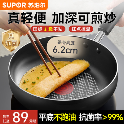 平底锅不粘锅家用牛排煎锅火红点