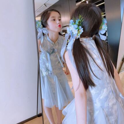 女童2026夏季新款流光感超仙旗袍裙新中式改良刺绣古装汉服裙子