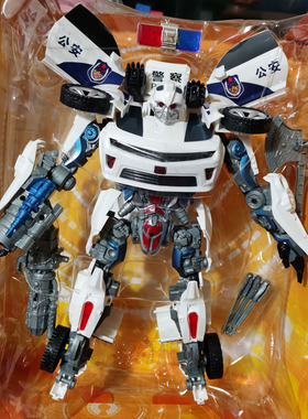 锦江玩具X擎天战警 声光变形汽车机器人警车金色蓝色42cm大号男孩