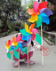 木杆子一朵花 可选 五颜六色 2款 七彩风车 透明带点 七彩木柄风车