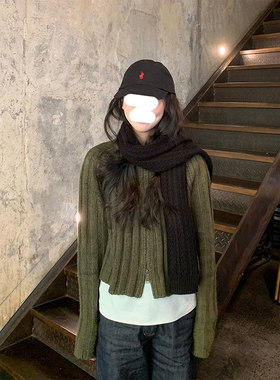 Drawdream 韩系复古坑条纹拉链针织衫毛衣女秋冬简约百搭短款外套