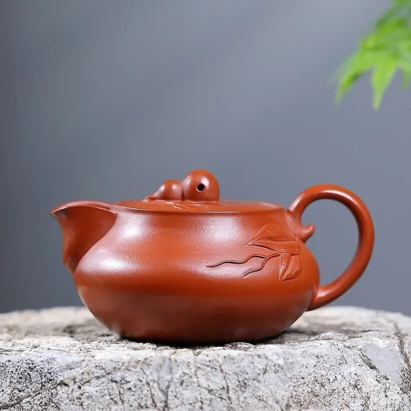 260毫升宜兴紫砂壶手工中式茶壶卡盖福禄壶原矿赵庄朱泥葫芦宝灯