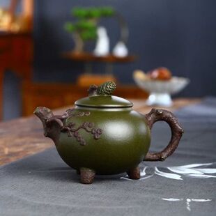380毫升正宗原矿黄龙山豆青泥松果壶泡茶壶家用大容量紫砂壶茶具