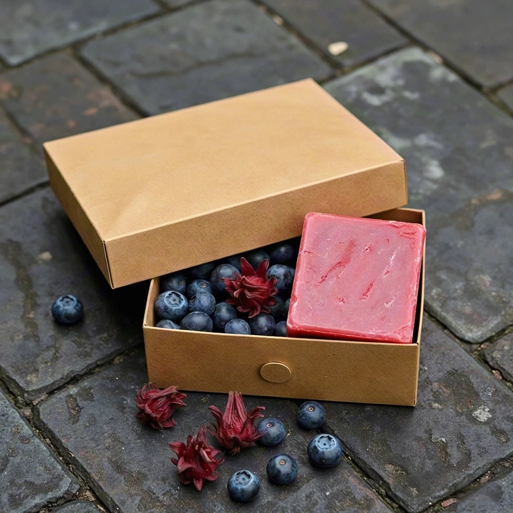蓝莓洛神葵手工皂 蓝庄9年香皂ph7 植物天然古法冷制洗脸手沐浴