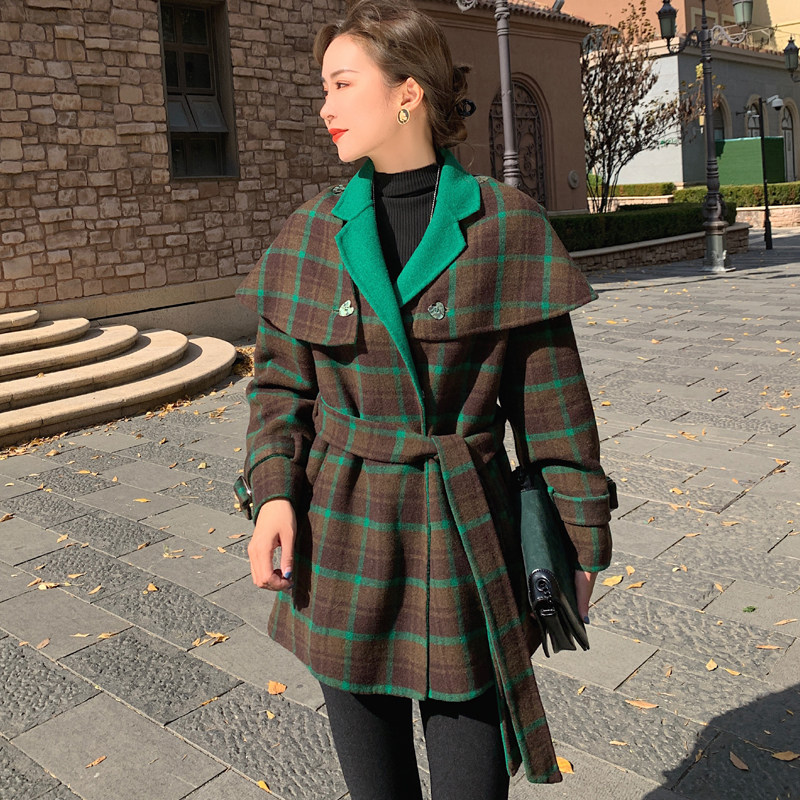 高级感双面呢羊毛羊绒大衣女春秋显瘦风衣大码女装小个子毛呢外套