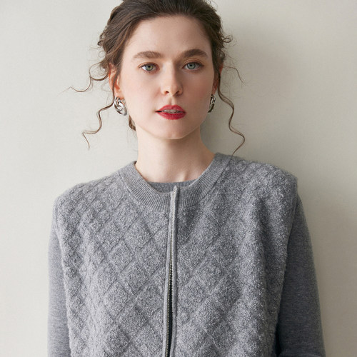 2025年新款山羊绒衫女圆领马甲拉链针织开衫马夹毛衣外套坎肩上衣