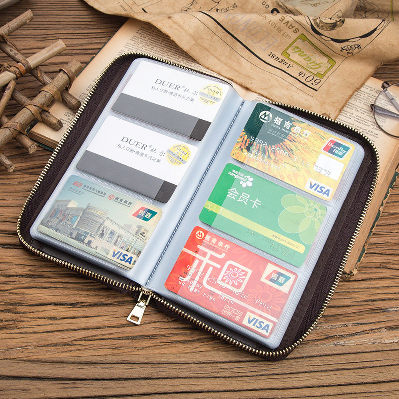 杜尔卡包牛皮多卡位男女高档防消磁大容量名片册银行卡套2025新款