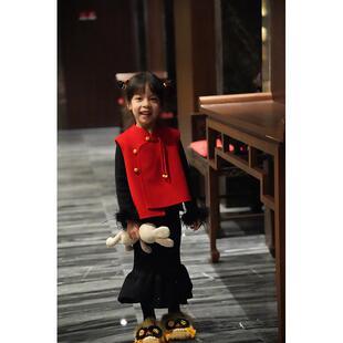 马甲女宝宝毛呢国风马夹儿童拜年服唐装 100%羊毛新中式 AnyinGirl