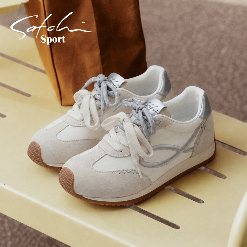 Satchi Sport/沙驰运动复古德训鞋女增高休闲软底舒适运动板鞋