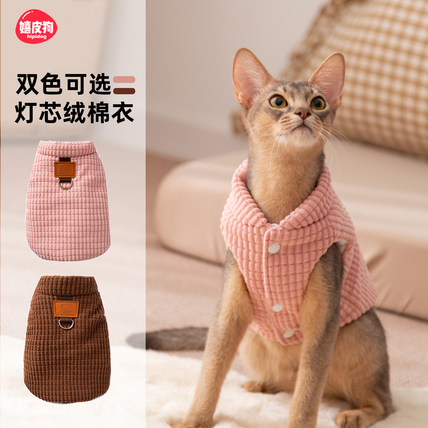 冬天小猫咪衣服防掉毛加厚布偶幼猫德文猫宠物猫猫的冬季棉衣马甲图片