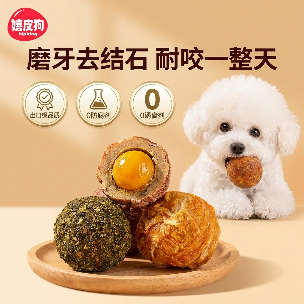 狗狗零食乐芙球磨牙棒宠物中型小型犬耐咬洁齿夹心蛋黄牛皮果蔬球