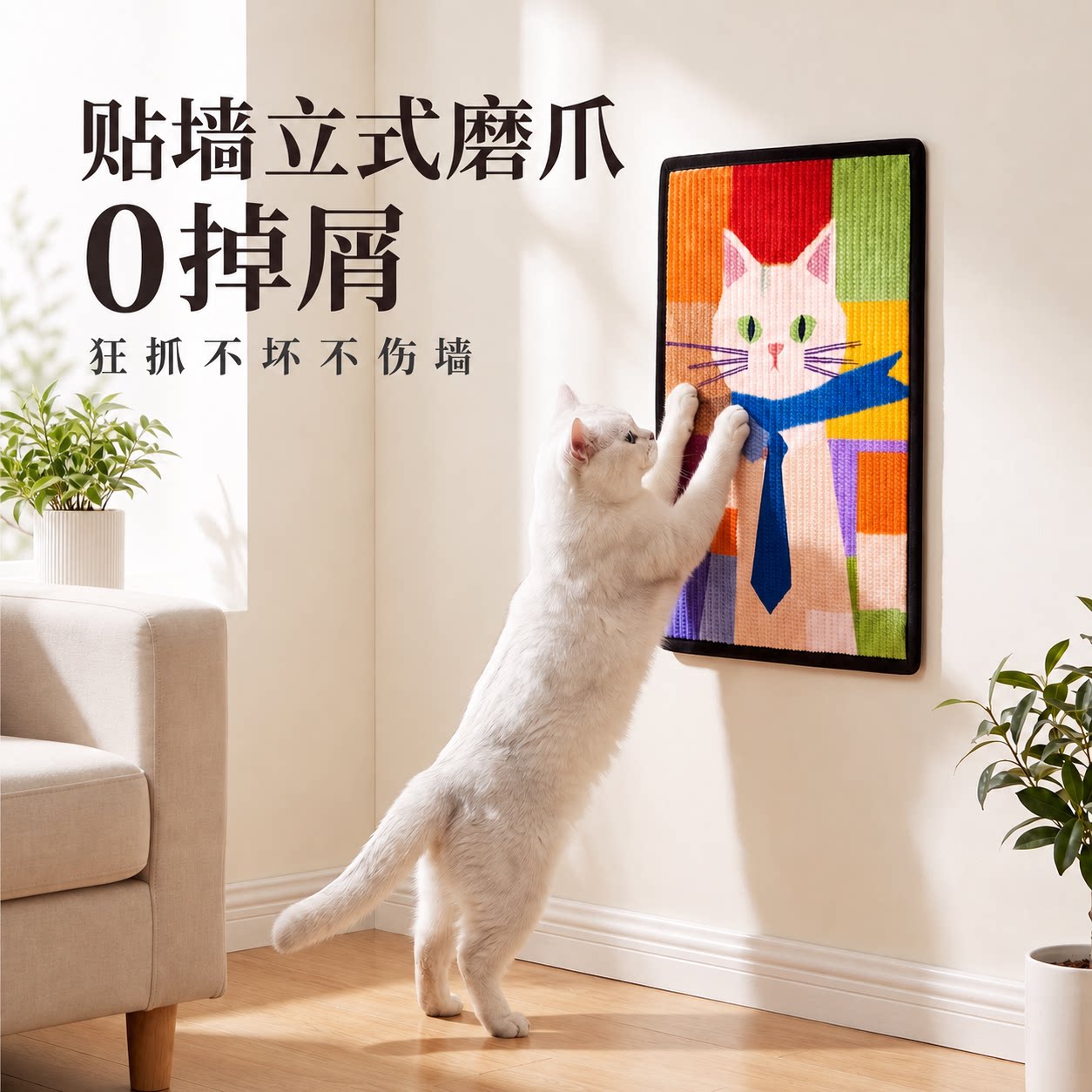 猫抓板贴墙剑麻耐磨不掉屑猫抓垫立式墙贴猫咪磨爪子神器猫抓贴