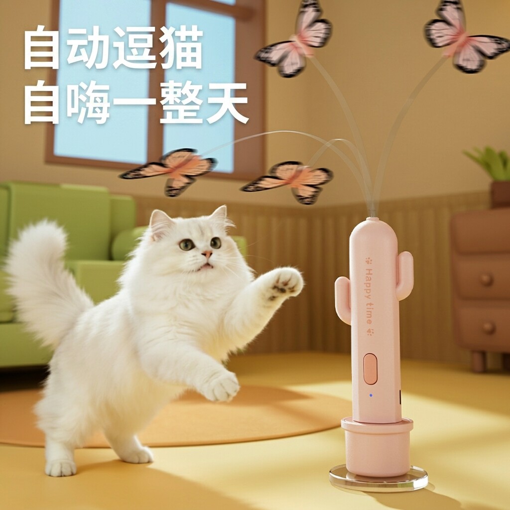 猫咪玩具自嗨解闷自动逗猫棒电动蝴蝶消耗体力小猫幼猫吸盘猫玩具图片
