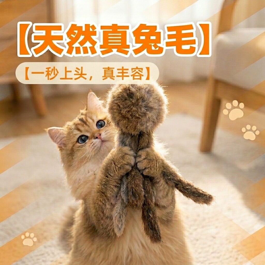 猫咪玩具兔毛章鱼猫咪丰容玩具嗅闻兔毛球八爪鱼小猫幼猫自嗨解闷
