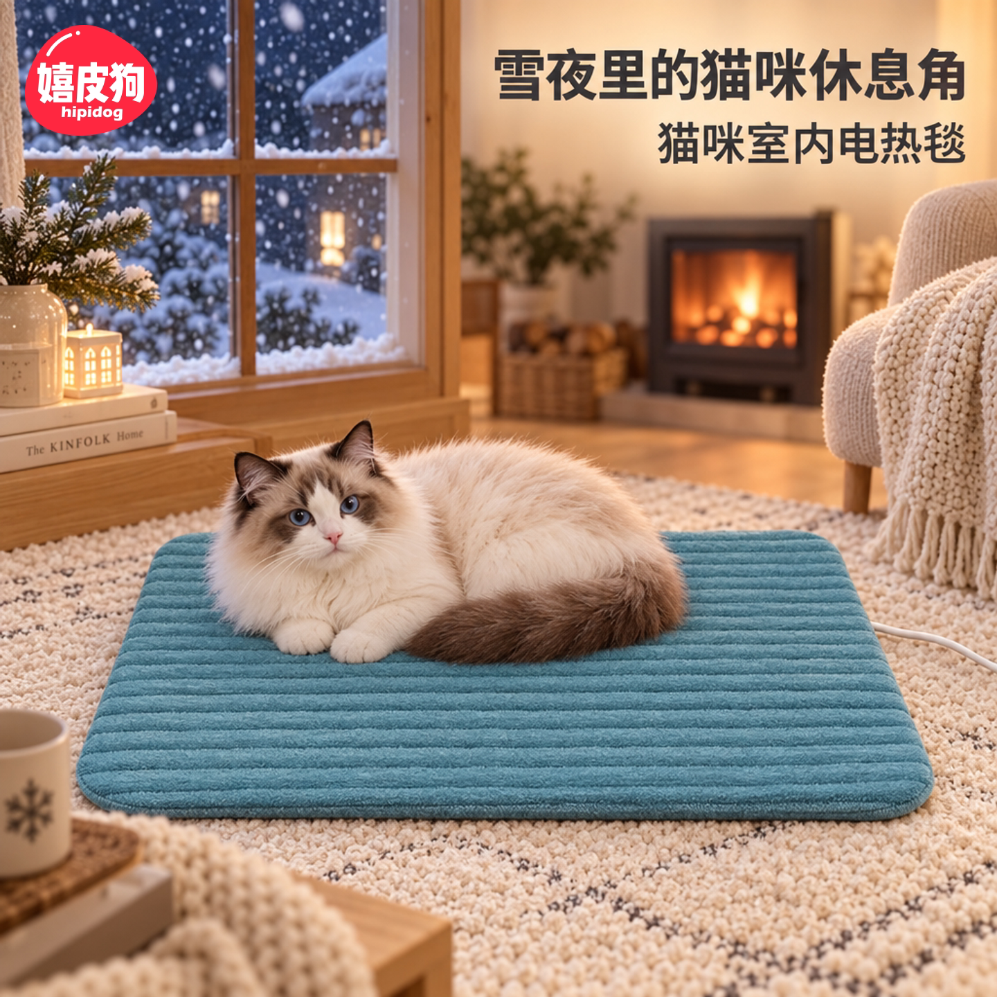 嬉皮狗猫咪电热毯可拆洗多档调温宠物加热窝垫猫窝室内休息发热窝