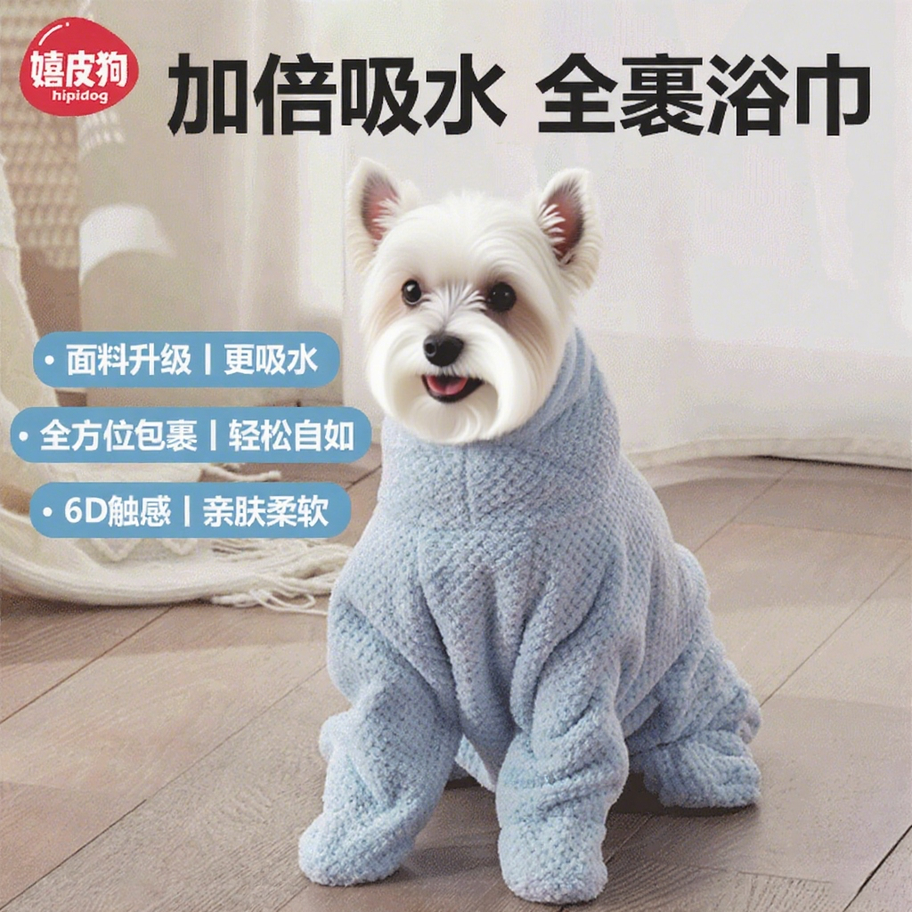 宠物狗狗洗澡浴巾吸水全包裹加厚毛巾速干大中型犬专用擦小狗浴袍