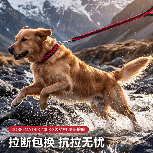 嬉皮狗金毛防爆冲一体式牵引绳