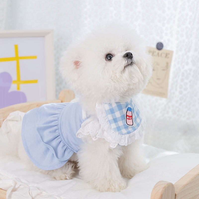 送围兜可爱夏季薄款狗狗连衣裙子比熊博美宠物雪纳瑞泰迪夏天衣服