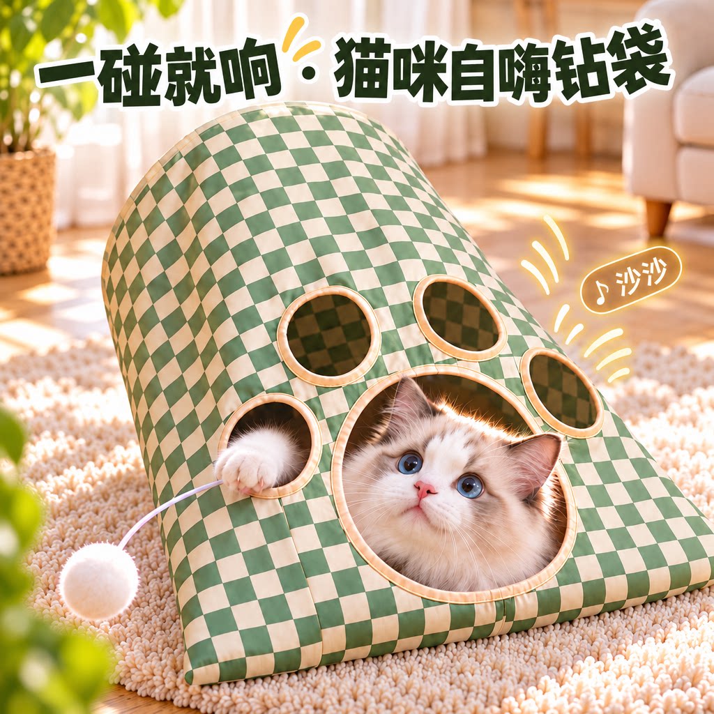 猫咪玩具响纸猫钻袋子猫隧道小猫幼猫自嗨解闷神器消耗体力捉迷藏