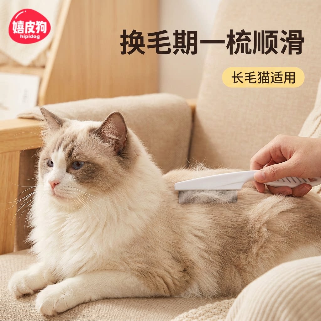 长毛猫换毛期去浮毛除跳蚤专用梳图片