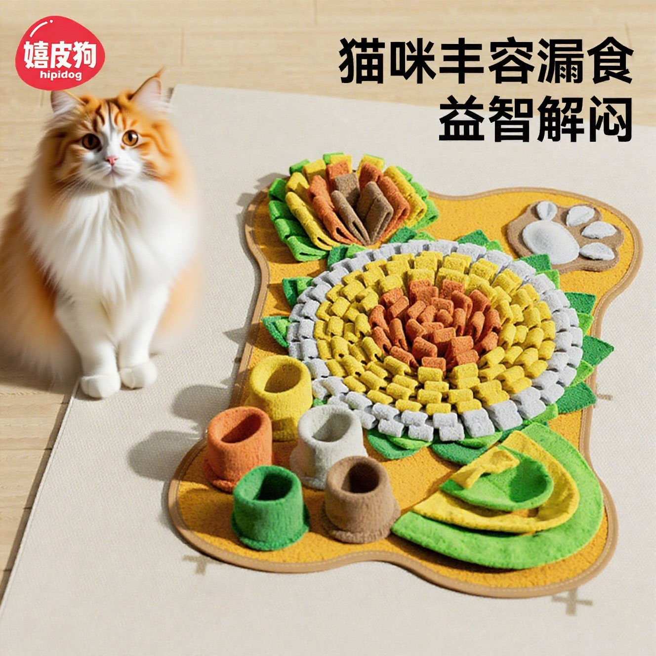 猫咪丰容漏食冻干玩具藏食嗅闻垫益智自嗨解闷神器小猫幼猫逗猫棒
