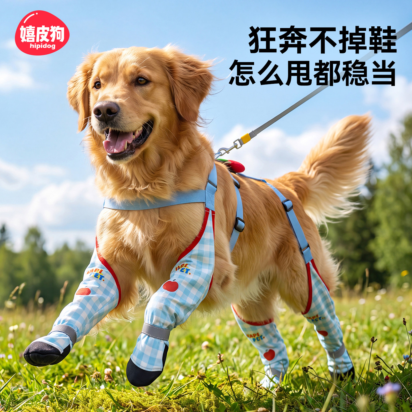 嬉皮狗宠物大狗狗鞋子防掉软底金毛大型犬外出遛狗防脏防水脚套
