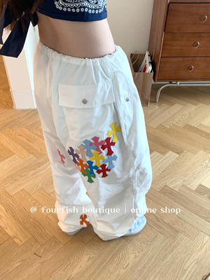 （现）开发半年 限量｜小众时髦辣妹多巴胺宽松直筒伞兵裤休闲裤