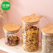 密封罐玻璃储物罐创意糖果罐可爱玻璃罐收纳卡通玻璃瓶兔子大罐子