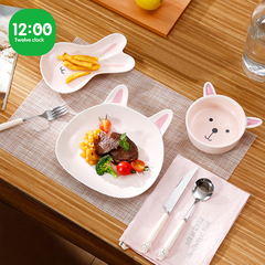 西餐餐具儿童餐盘可爱高级感韩式牛排刀叉ins风刀叉勺盘全套套装