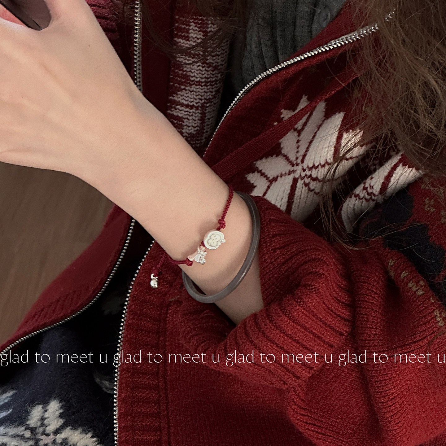 GTMU 原创足银999苹果手链女平安喜乐编织红手绳送女友圣诞节礼物,饰品/流行首饰/时尚饰品新,手链,淘宝优惠券,粉丝福利购,淘宝优惠卷