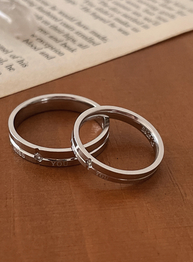 glad to meet u 我想你情侣戒指一对纯银闭口男女款对戒刻字礼物
