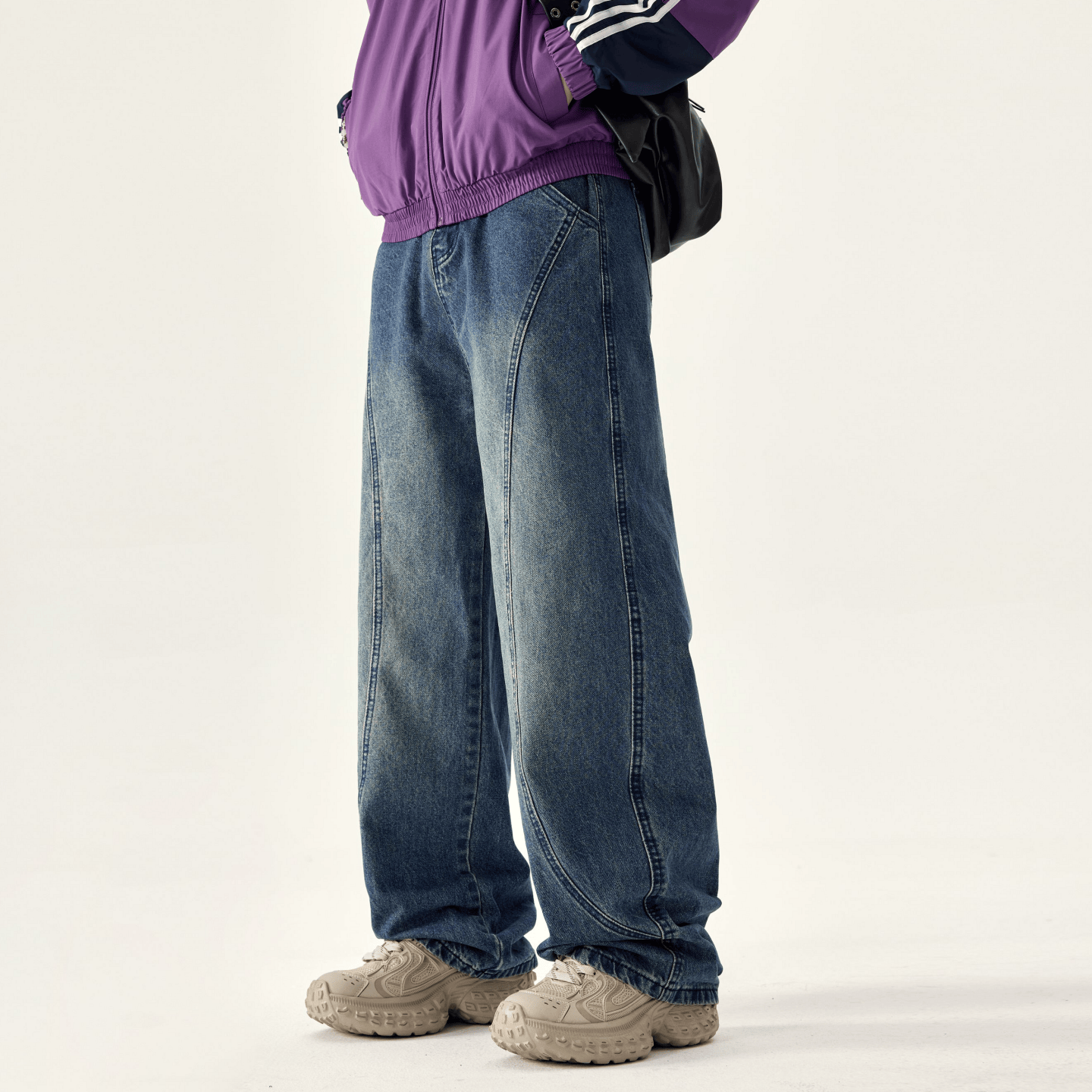 美式复古宽松直筒阔腿男款牛仔裤