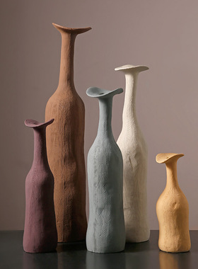 北欧创意肌理陶瓷花瓶摆件感插花客厅家居民宿装饰样板房摆件