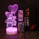 新款 爱心熊led立体视觉小夜灯少女卧室床头立牌摆件灯饰生日礼物