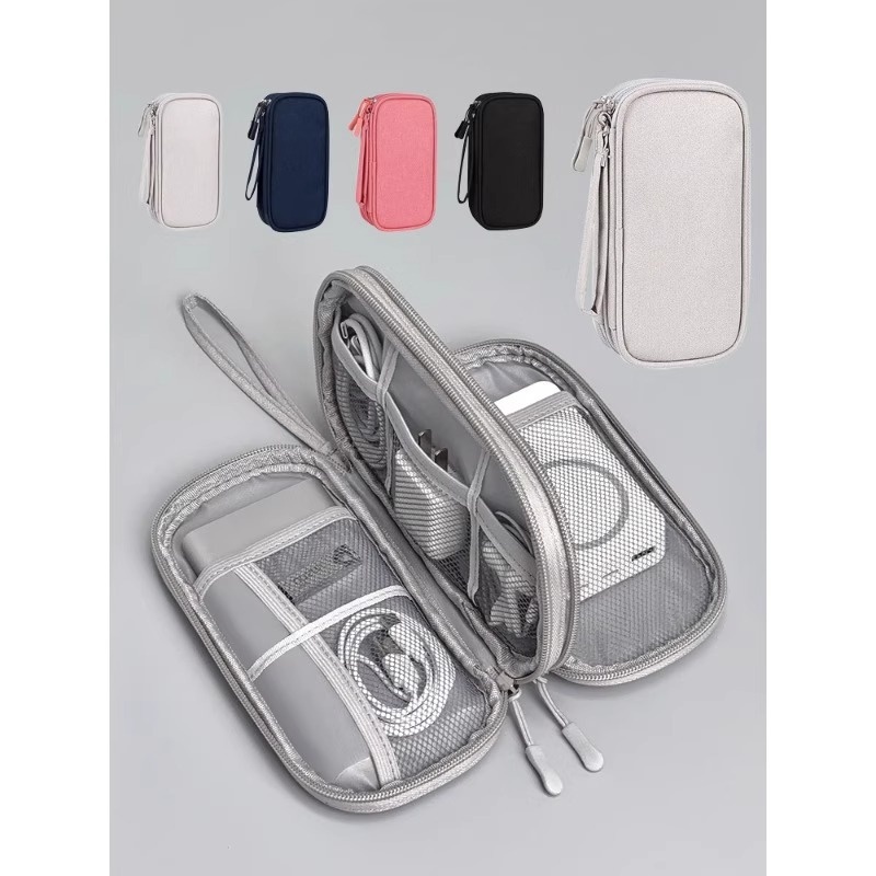 耳机充电宝充电器u盘u盾笔记本电源线鼠标随身硬盘双层布袋收纳包