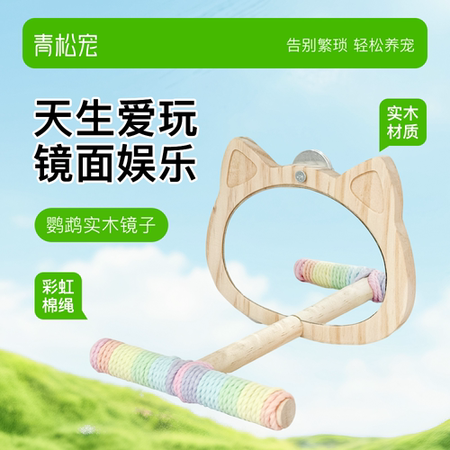 青松宠鹦鹉萌趣松木镜