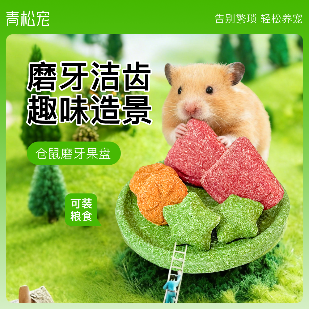 青松宠仓鼠磨牙食趣果盘