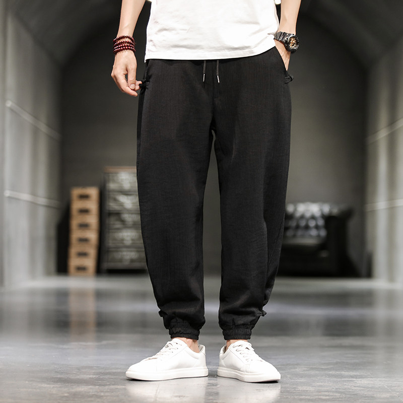 风夏季新款男士宽松大码哈价格盘扣小脚休闲裤219-2-H23-P45,男装休闲裤,星座219-2