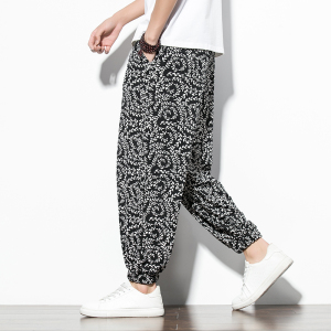 风夏季男士宽松大码哈伦裤薄款冰丝阔腿休闲裤219-2-H77-P45,男装休闲裤,星座219-2