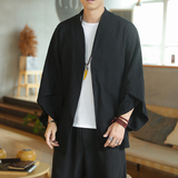 风男七分袖开衫日系和服道袍防晒夹克汉服外套219-2-W05-P40，男装衬衫，星座219-2